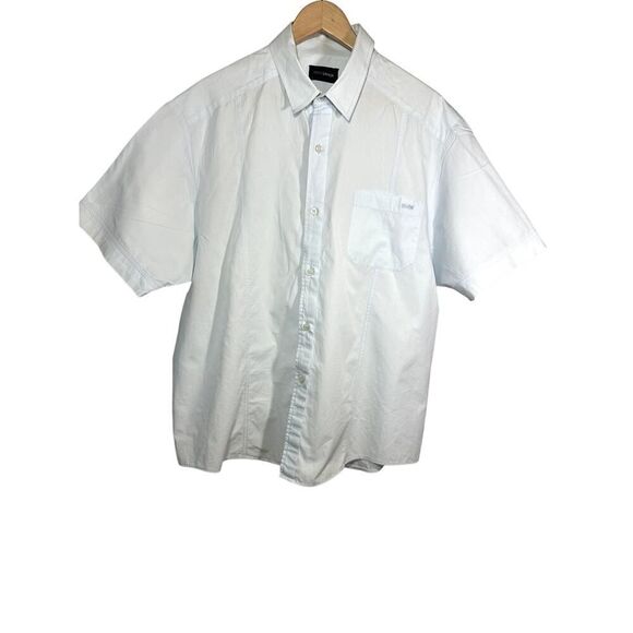 BMW LIFESTYLE Men's Short Sleeve Button Down Cotton Shirt Pale Blue Size 2XL/XXL - Picture 1 of 11
